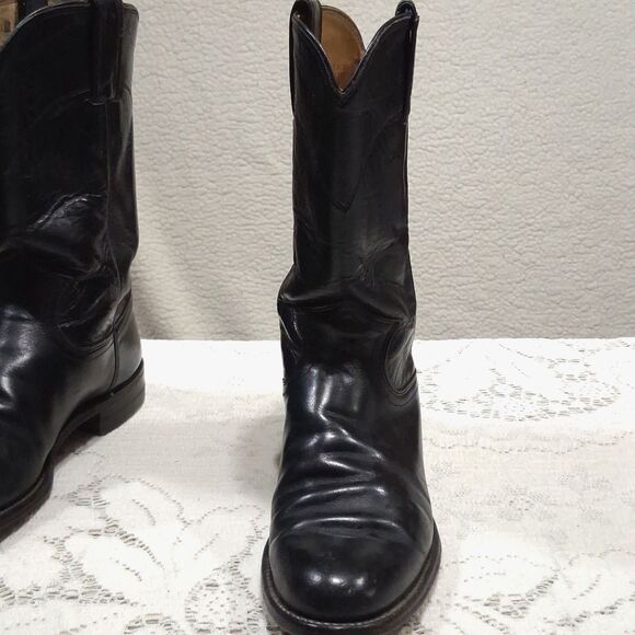 JUSTIN Women's Size 5.5A Vintage Black Leather Roper Western Cowgirl Boots L3703 - Picture 6 of 16
